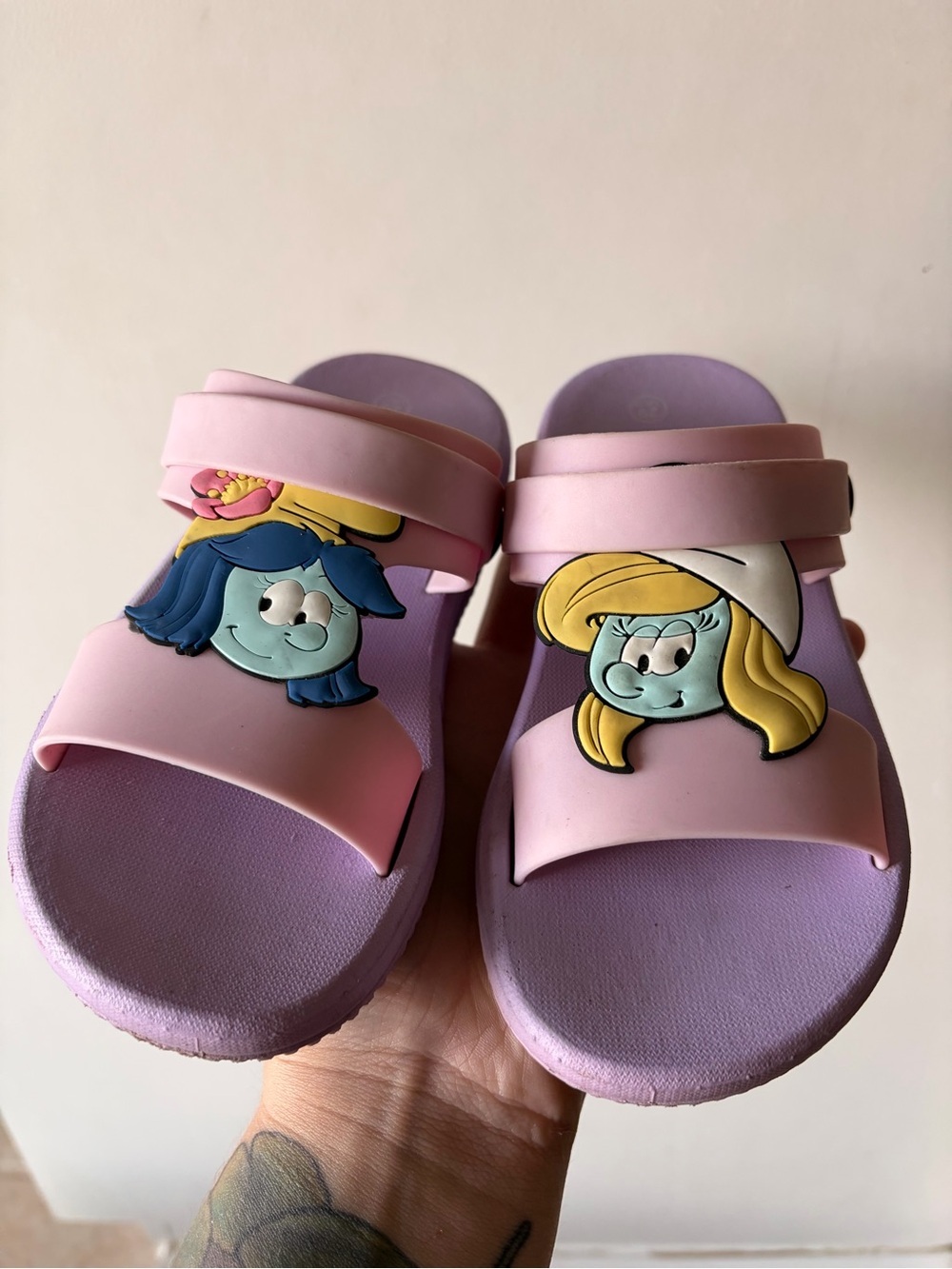 Girls' Pink Smurfette-Style Slide Sandals - Comfortable Kids Slides